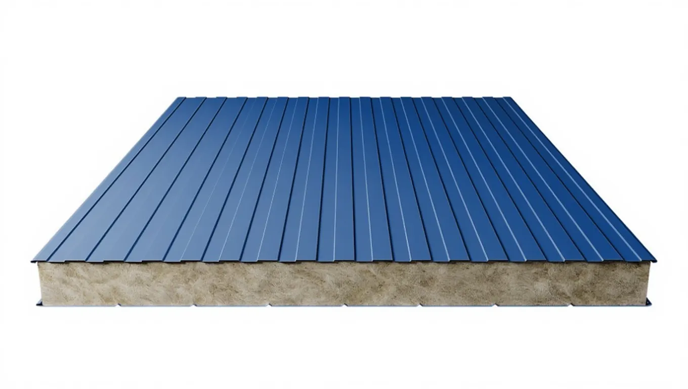 Стеновая сэндвич-панель с минватой 50 мм цвет RAL (полиэстер) верх 0,5 мм / низ 0,5 мм (ширина 1200 мм)